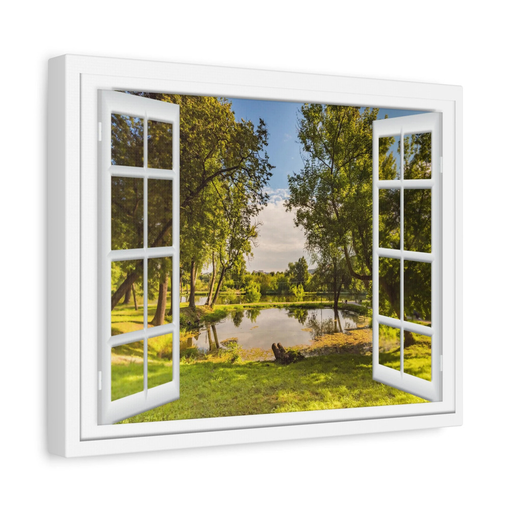 Canvas Print Wall Art Window Lake View Nature Photography Realism Scenic